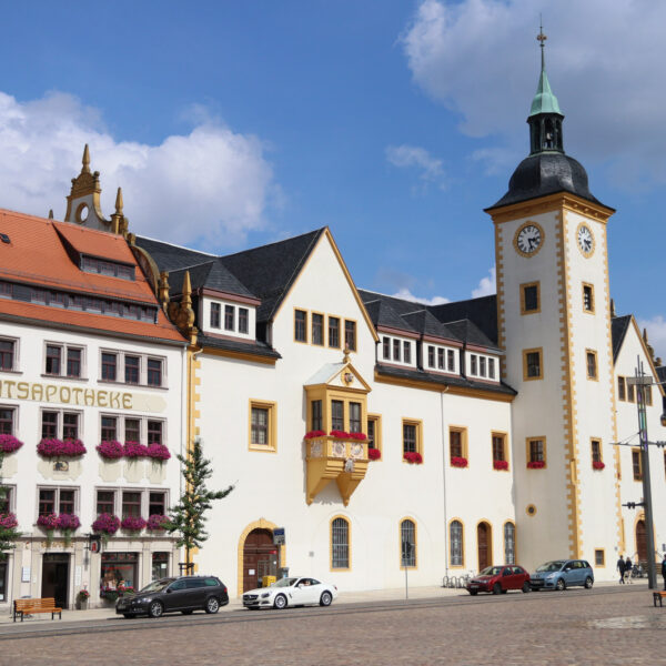 Freiberg ontdekken met oma - De Obermarkt met alle mooie gebouwen