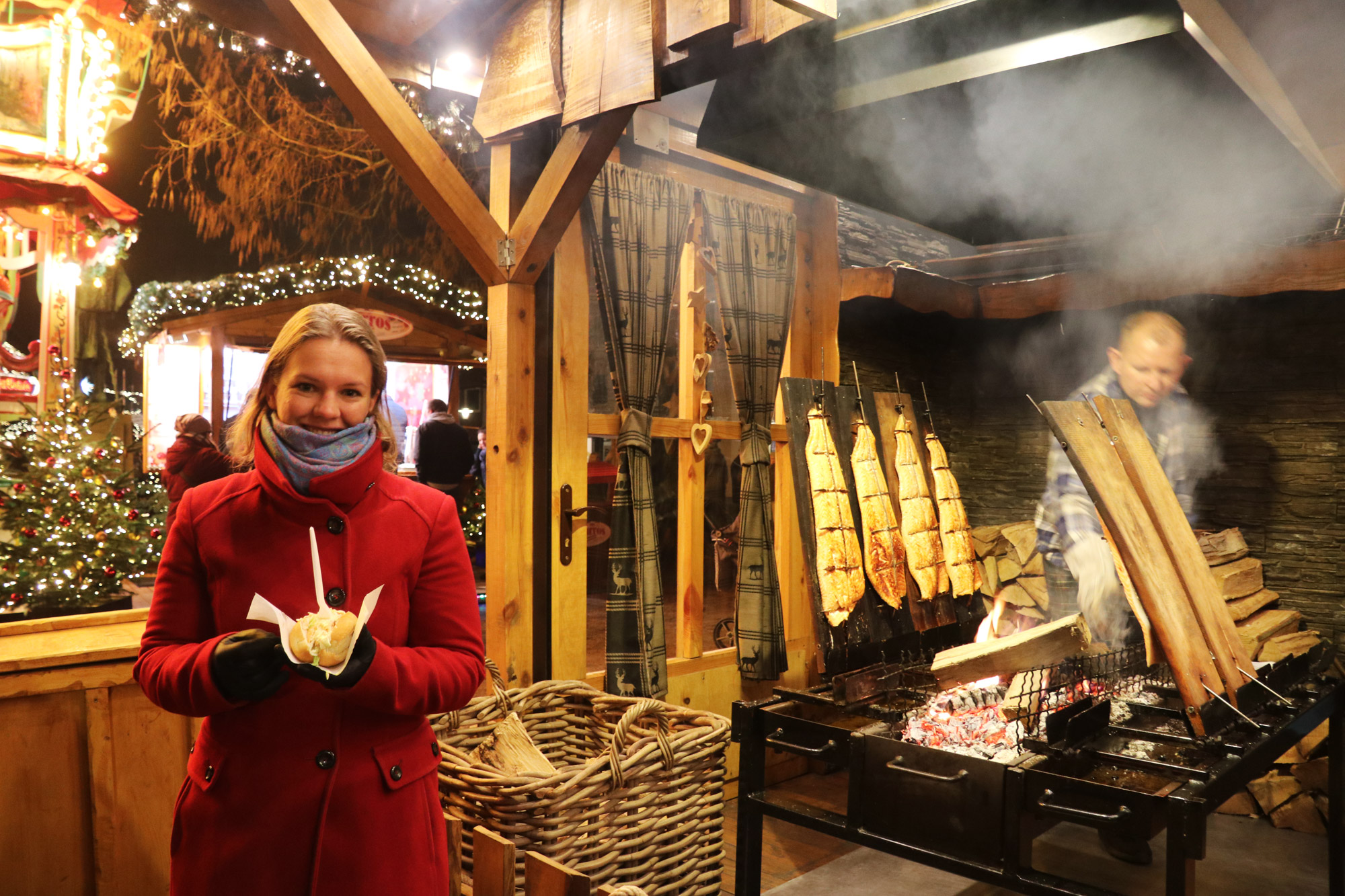 Bielefeld kerstmarkt - Broodje gerookte zalm