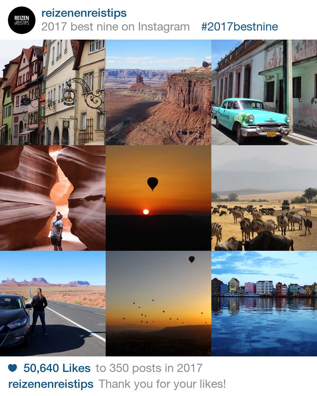 De populairste Instagram foto's van Reizen & Reistips in 2017