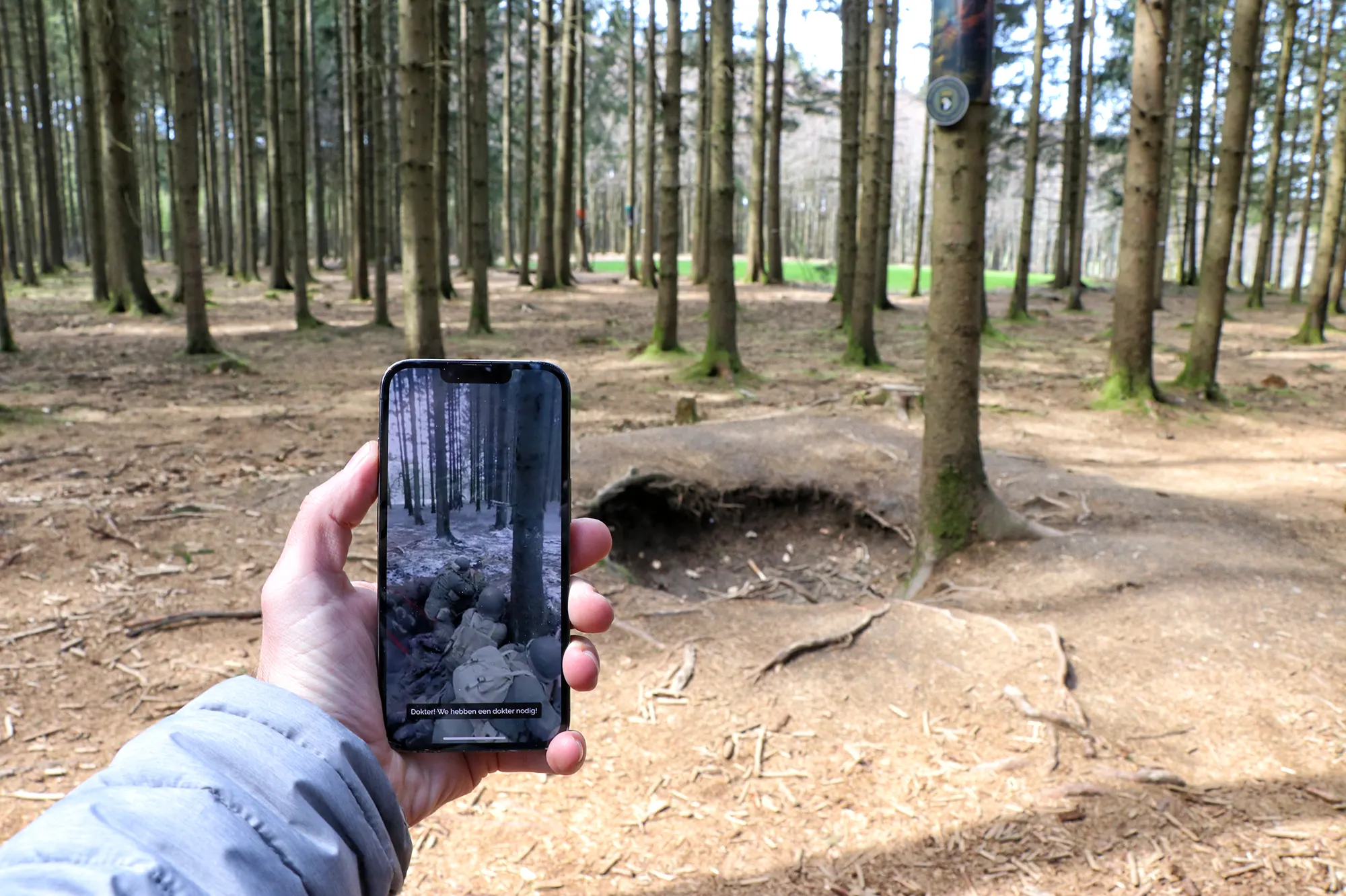 Bastogne, België - Bois Jacques Foxholes